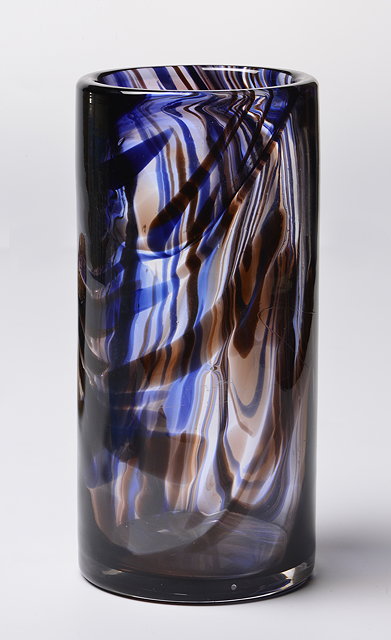 Appraisal: A WHITEFRIARS GLASS VASE pattern number purple on blue of