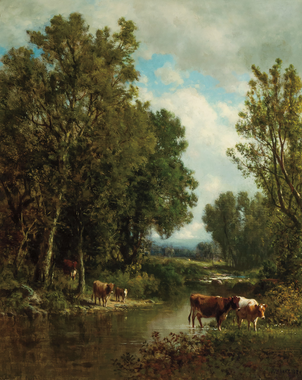 Appraisal: WILLIAM M HART American - Cattle By the River oil