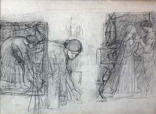 Appraisal: John William Waterhouse - - Pencil drawing from sketch book