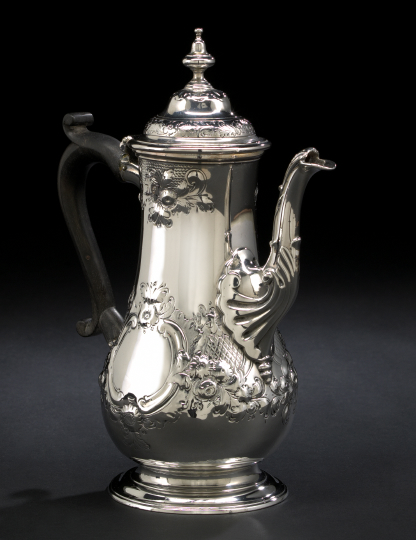 Appraisal: Early George III Sterling Silver Rococo Coffeepot hallmarked London -