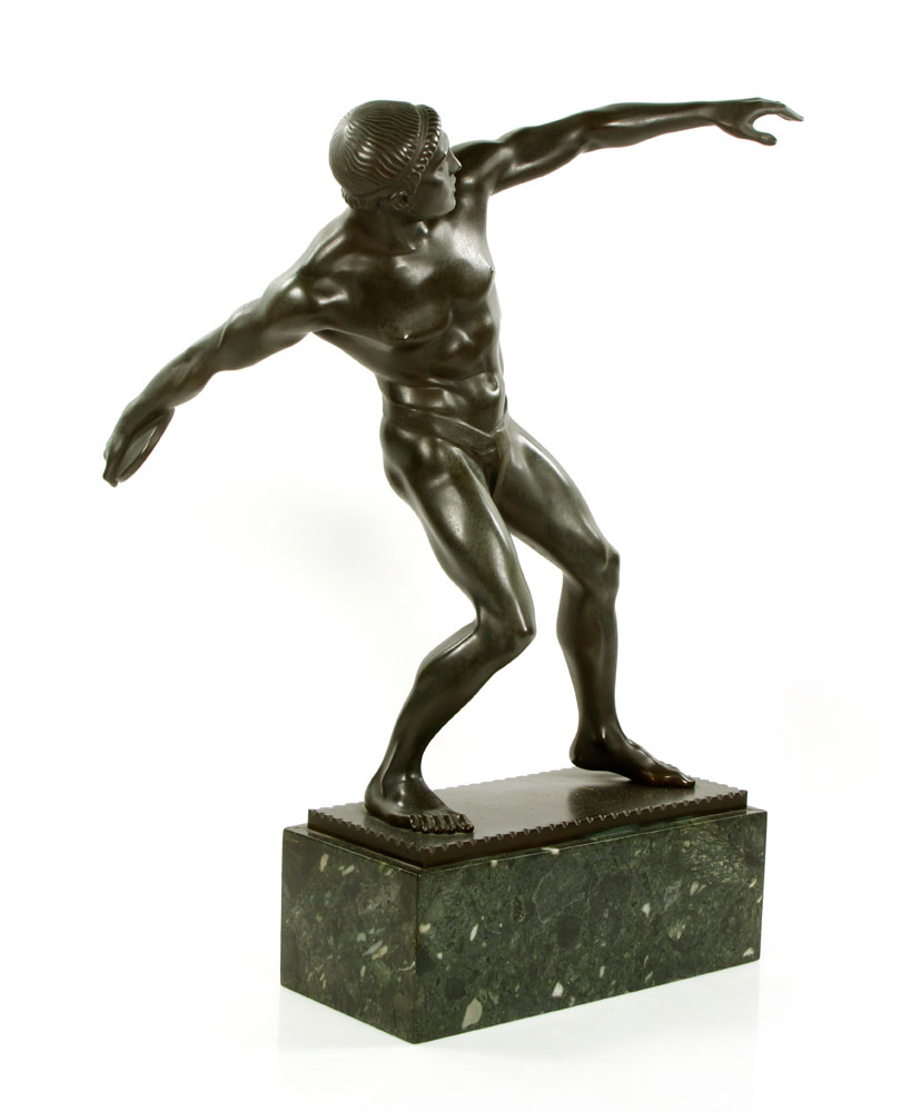 Appraisal: - Muller Discus Thrower Bronze Hans Muller sculpture of a