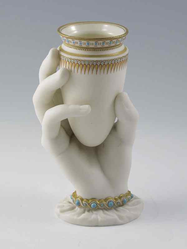 Appraisal: WORCESTER VICTORIAN FIGURAL HAND VASE The English registry mark dates