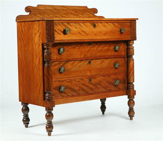 Appraisal: CHEST OF DRAWERS Birch having a shaped gallery acanthus carved