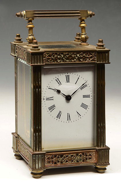 Appraisal: A LATE TH CENTURY FRENCH BRASS CARRIAGE TIMEPIECE with white