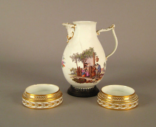 Appraisal: Rare pair of Meissen porcelain wine coasters th c with