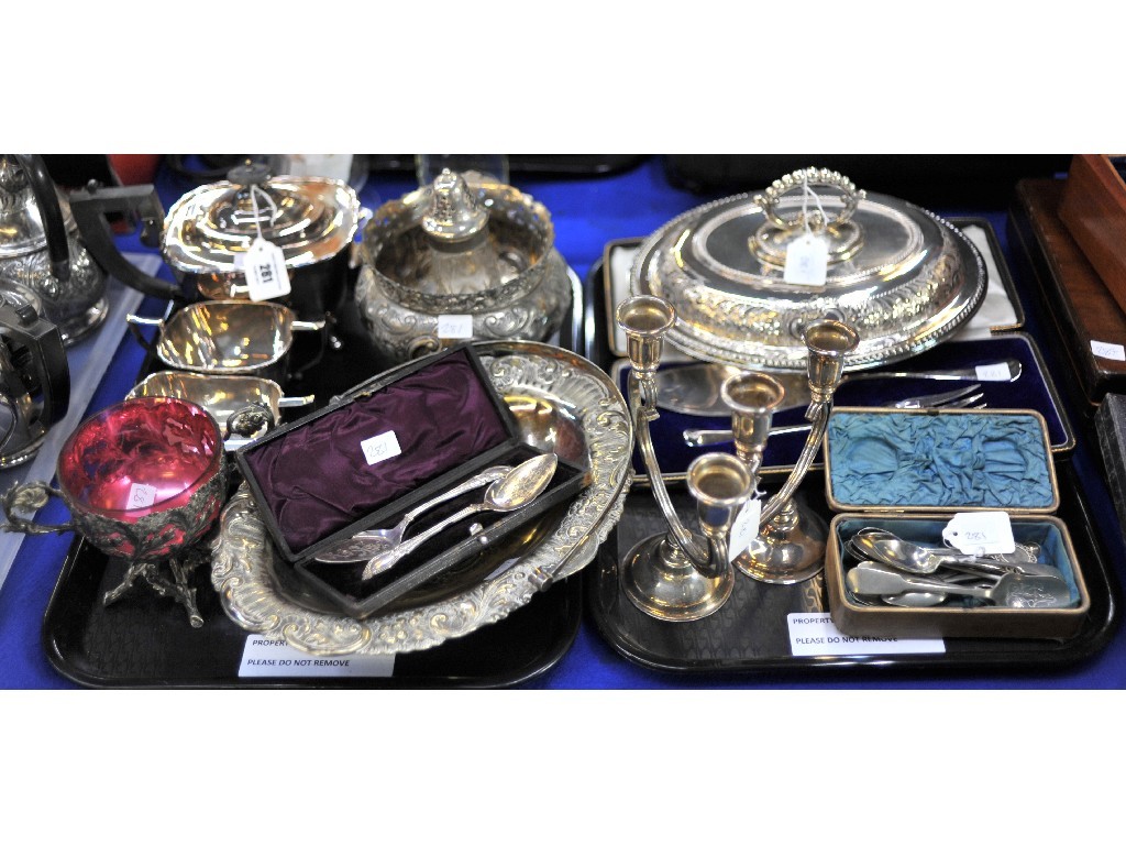 Appraisal: Lot comprising two tray lots of EP - tea service