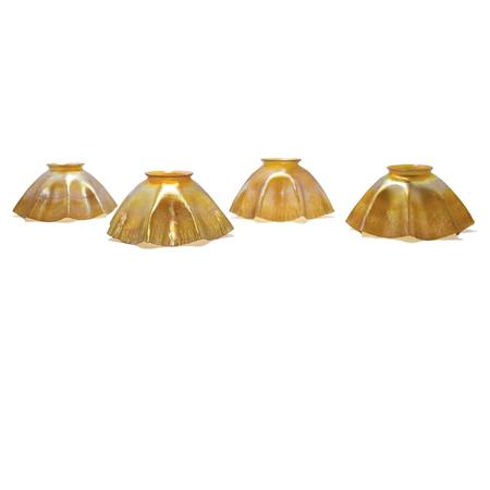 Appraisal: Assembled Set of Four Tiffany Favrile Glass Ruffled Shades Estimate