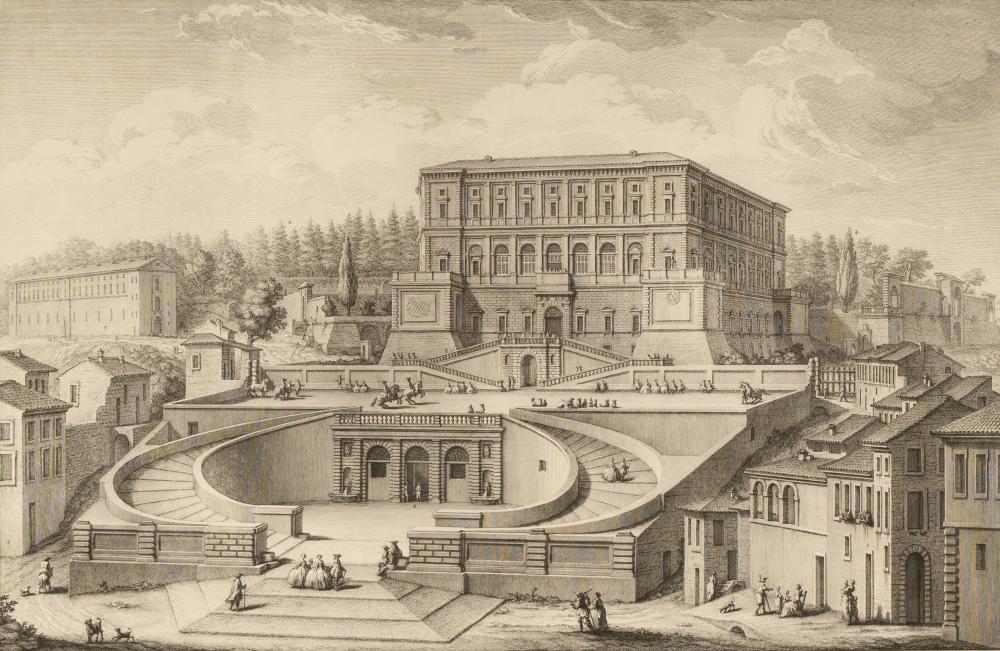 Appraisal: FRAMED ITALIAN ETCHING OF PALAZZO FARNESE CAPRAROLAmatted framed and glazed