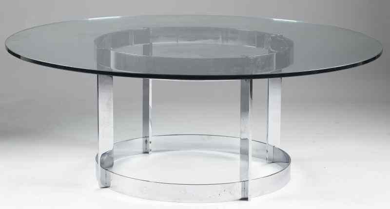 Appraisal: New York Modern Cocktail Tablechrome plated steel double ring base