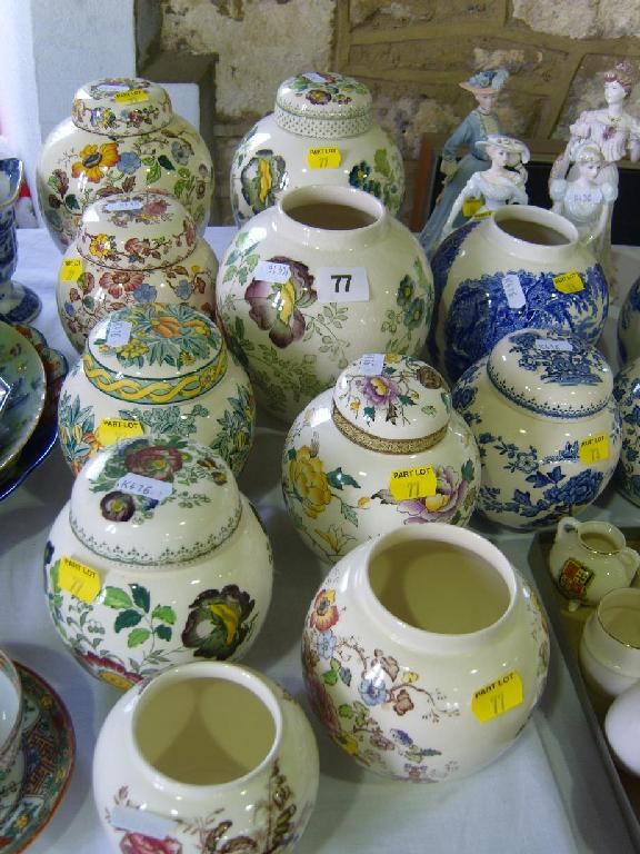 Appraisal: A collection of Masons ginger jars in various patterns including