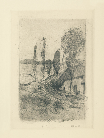 Appraisal: JOHN HENRY TWACHTMAN French Landscape Etching and drypoint circa -