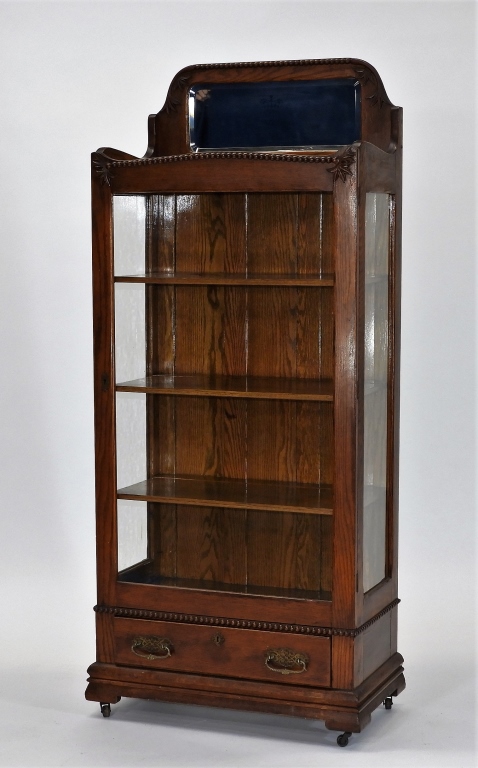 Appraisal: FINE VICTORIAN OAK ONE DOOR MIRRORED BOOKCASE United States Circa