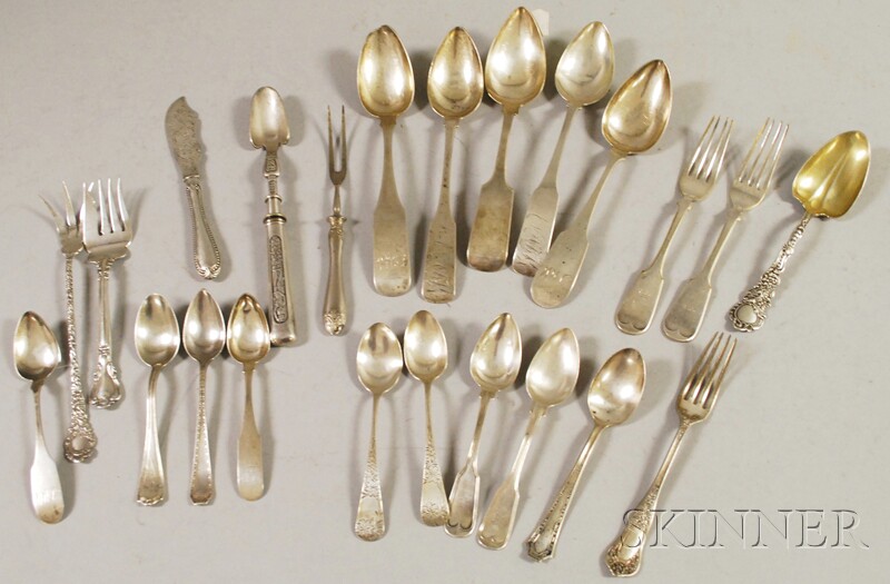 Appraisal: Group of Sterling Coin and Silver-plated Flatware including several coin