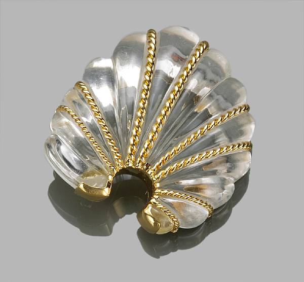 Appraisal: A rock crystal and eighteen karat gold brooch Seaman Schepps