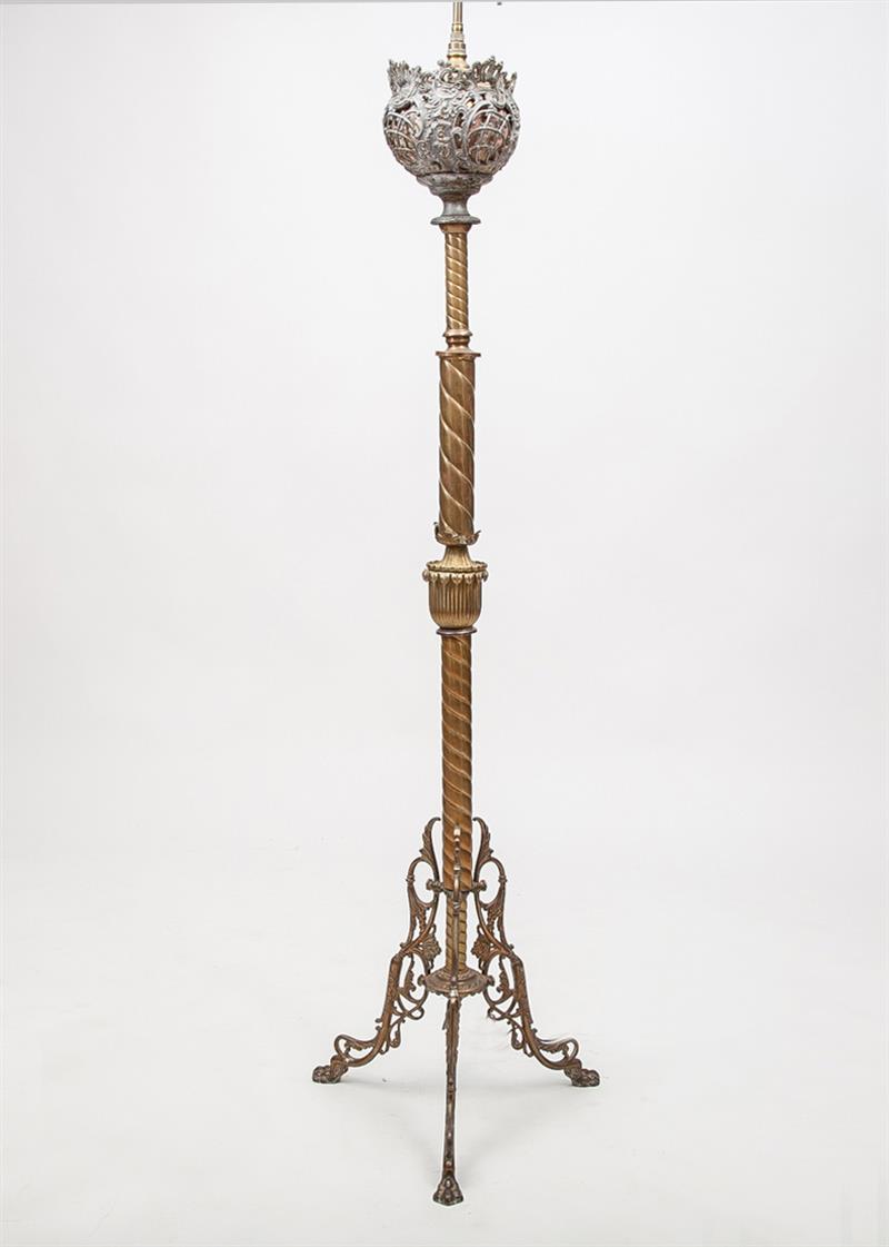 Appraisal: American Victorian Brass Tripod Floor Lamp ft in x in