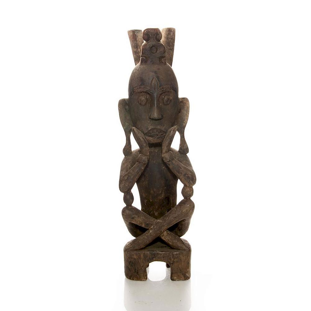 Appraisal: VINTAGE WOODEN PRIMITIVE AFRICAN TRIBAL FOLK ART STATUE Hand carved