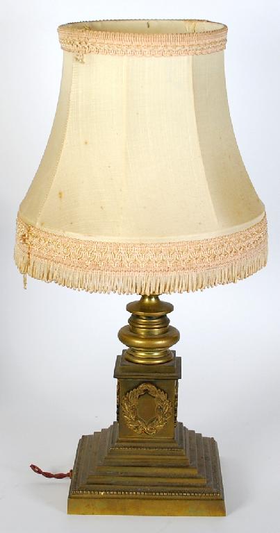 Appraisal: EARLY TWENTIETH CENTURY BRASS ELECTRIC TABLE LAMP BASE short turned