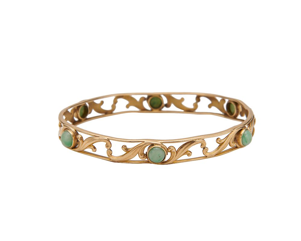 Appraisal: K Gold and Hardstone Bangle Bracelet K Gold and Hardstone