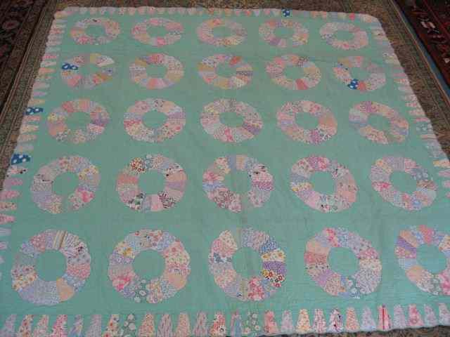 Appraisal: Antique Handmade Quilt Dresedn platevariation green field '' X ''