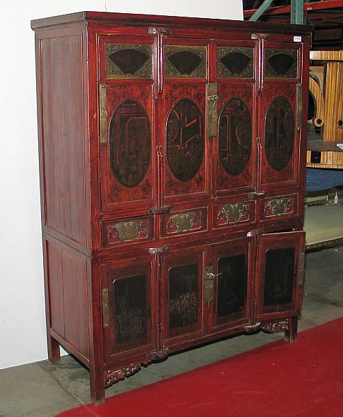 Appraisal: A Chinese painted cabinet modern height ft in width ft