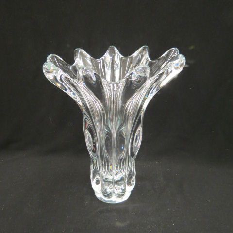 Appraisal: French Crystal Vase free form style elegant heavy glass tall