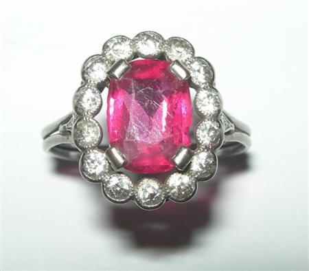 Appraisal: A Belle Epoque ruby and diamond set cluster ring the