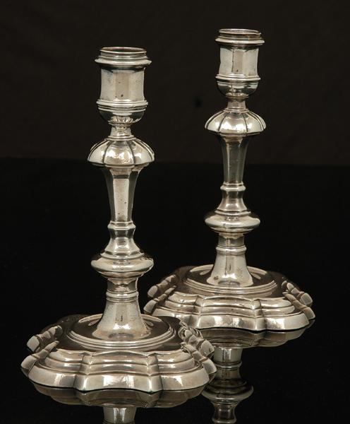 Appraisal: A PAIR OF GEORGE II STERLING SILVER CANDLESTICKS Maker's mark