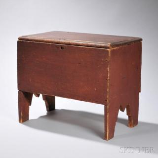 Appraisal: Child's Red-painted Six-board Chest southeastern Massachusetts early th century molded