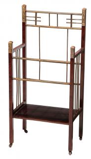 Appraisal: Jugendstil Copper Mounted Wood Magazine Rack circa with copper mounts