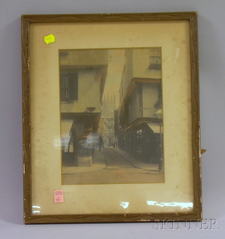 Appraisal: Framed Early th Century Hand-colored Photograph of a City Street