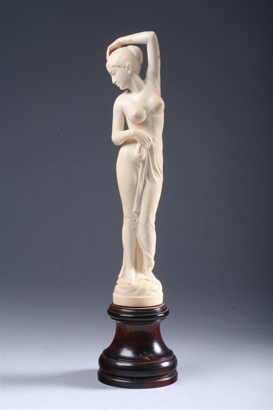 Appraisal: CONTINENTAL CARVED IVORY FIGURE OF NUDE FEMALE th- th century