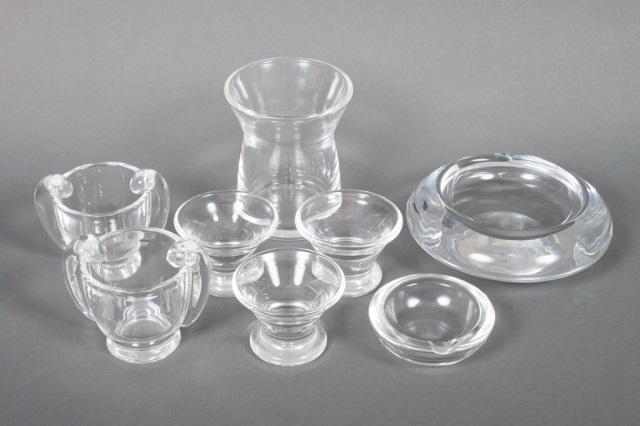 Appraisal: Eight assorted Steuben crystal table articles including master salts pair