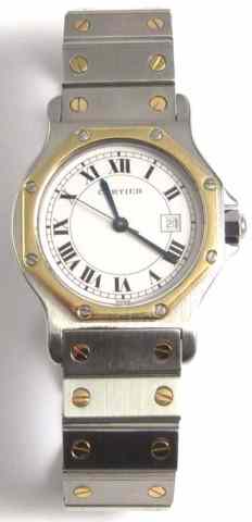 Appraisal: CARTIER TWO-TWO OCTAGONAL SANTOS WRISTWATCH K SS case and bracelet