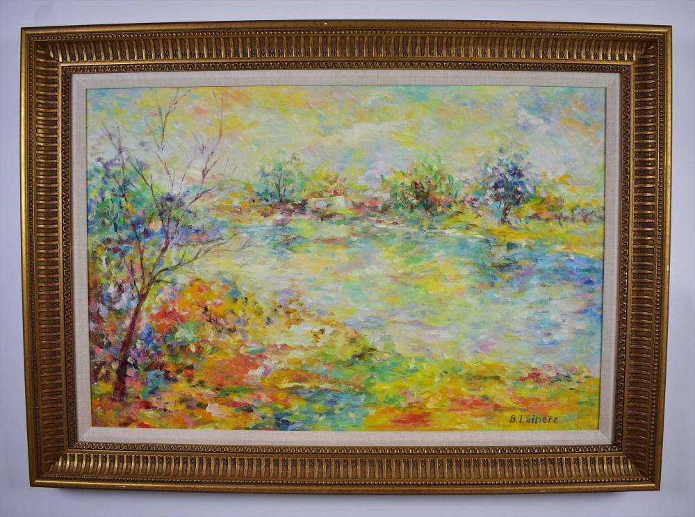 Appraisal: BARBARA LARINERE AMERICAN TH CENTURY Riverbank in the Spring Signed