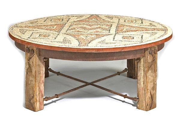 Appraisal: A Romano-Syrian mosaic on later iron and wood base top