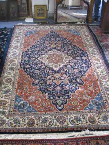 Appraisal: Mahal Persian Handmade Rug centralmedallions fancy florals blue field ivory