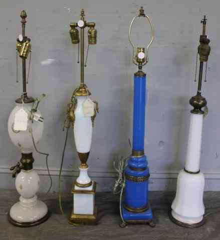 Appraisal: Opaline Lamp Lot Includes an unusual th century French lamp