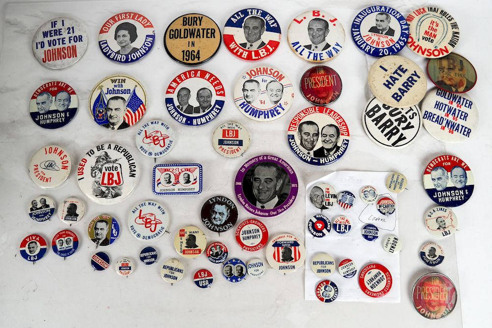 Appraisal: Large Group of LBJ Campaign Buttons Large group of approximately