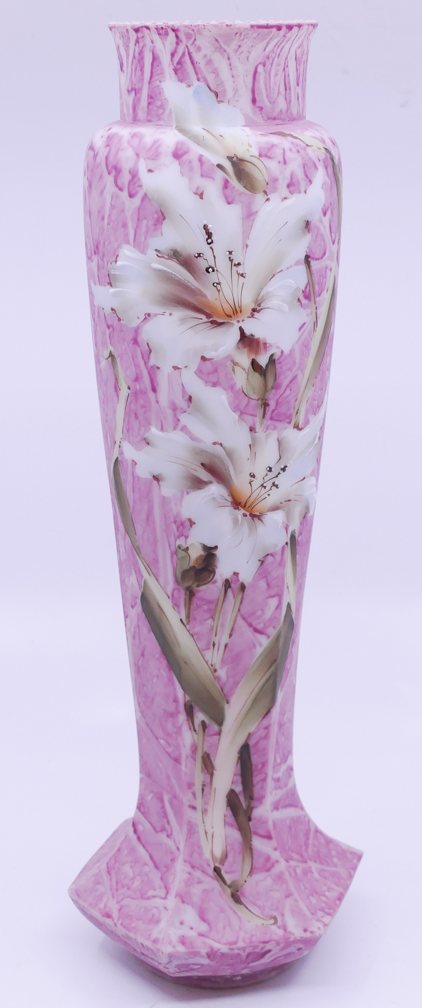 Appraisal: Kelva Mt Washington Decorated Floral Glass Vase- ''