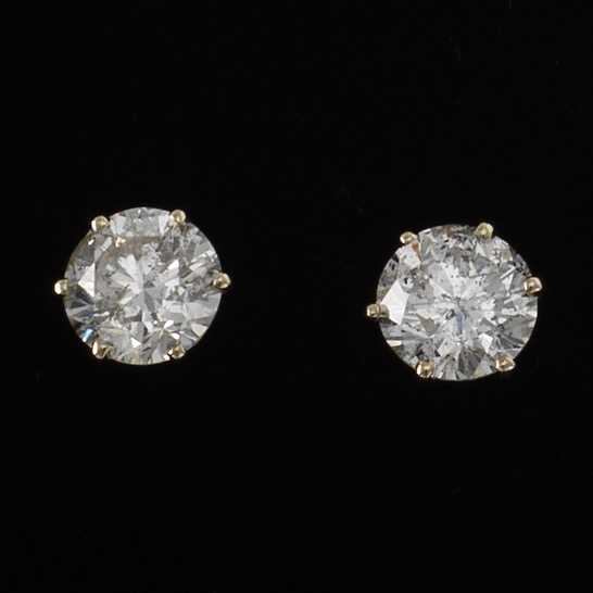 Appraisal: PAIR OF DIAMOND STUD EARRINGS I AND I CLARITY Mounted