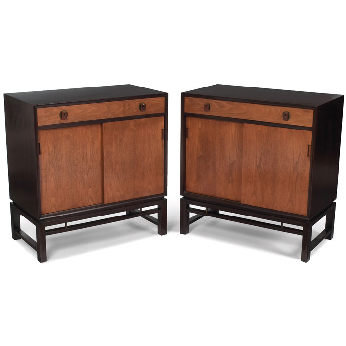 Appraisal: Edward Wormley cabinets by Dunbar pair light and dark mahogany