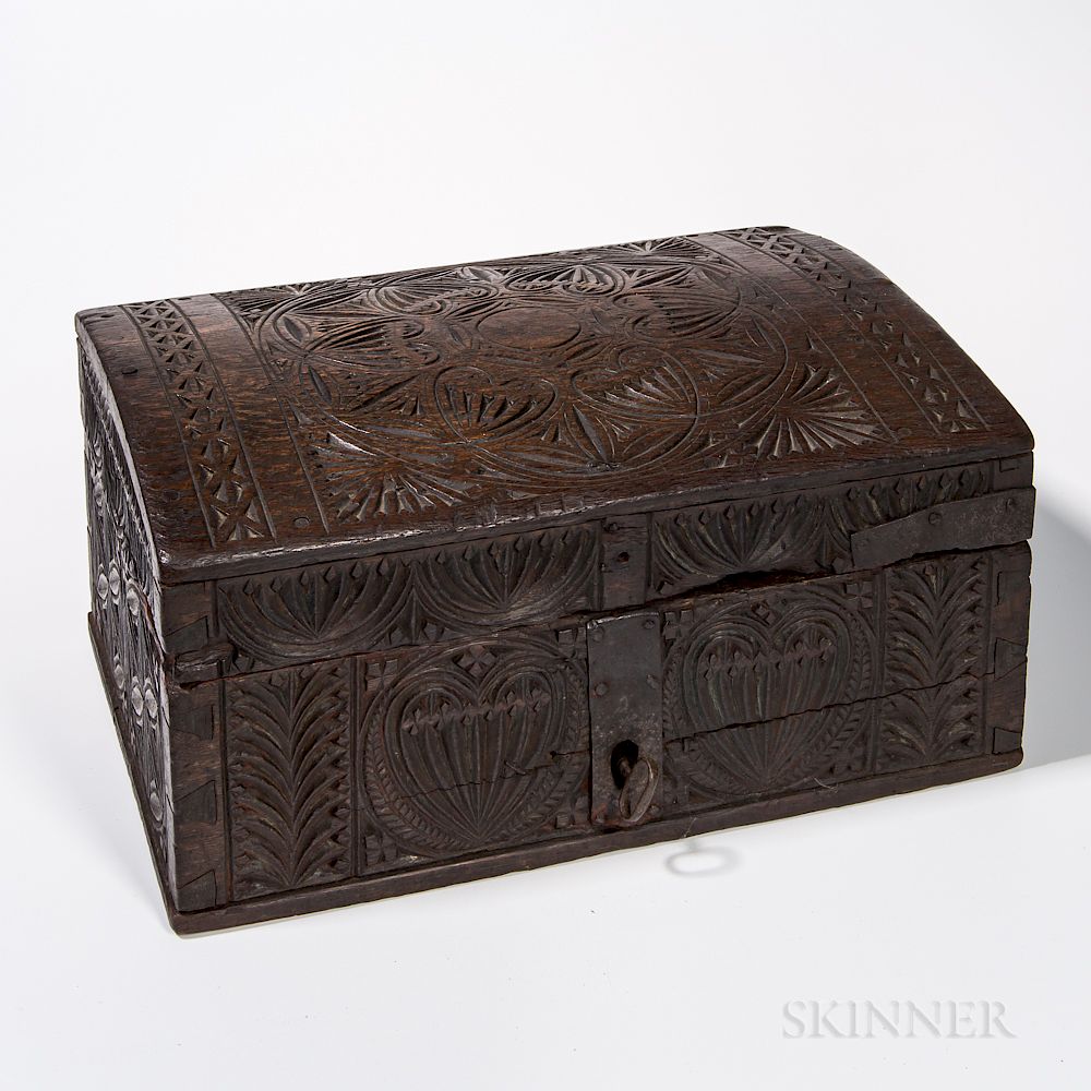 Appraisal: Friesian Carved Box Friesian Carved Box Europe c dovetail construction