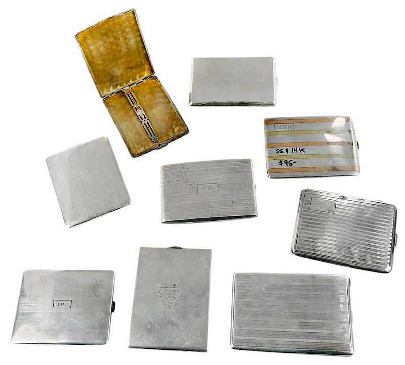 Appraisal: Nine Sterling Cases American th century all rectangular some with