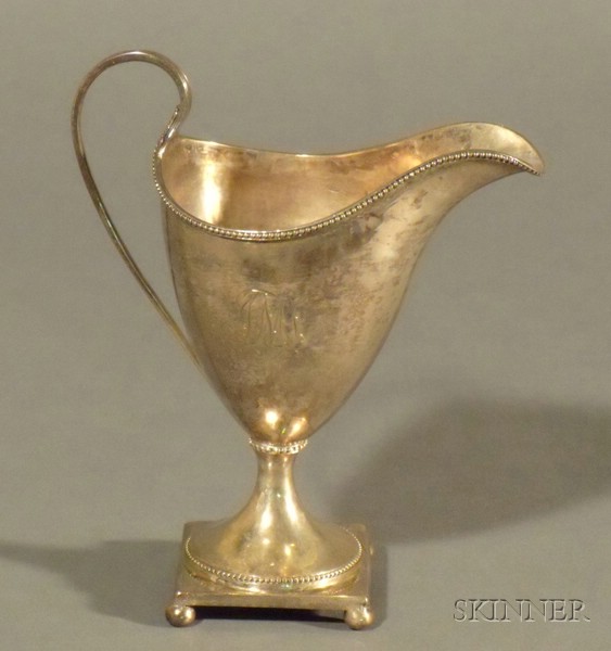 Appraisal: Federal Coin Silver Creamer c unmarked helmet shaped with reeded