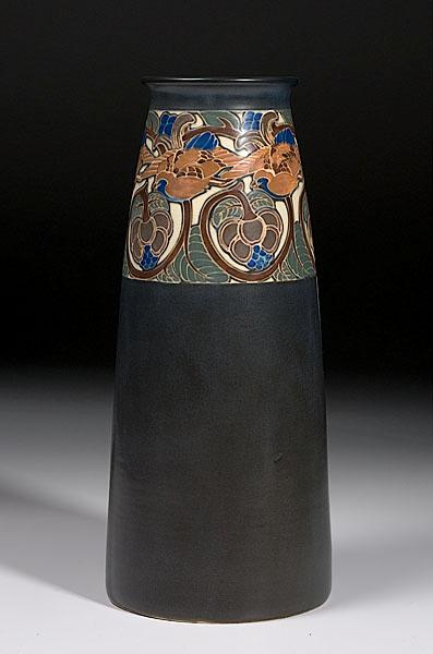 Appraisal: MONUMENTAL ROOKWOOD VELLUM VASE BY LORINDA EPPLY American ca in