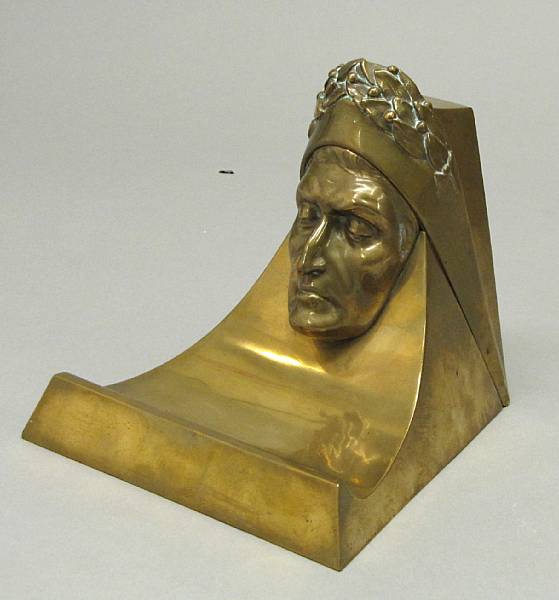 Appraisal: A bronze inkstand of Dante Marked WBM with lion's head