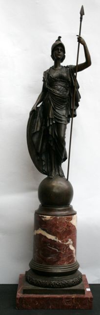 Appraisal: A bronze figure of a Minerva on a Fleur-de-Peche marble