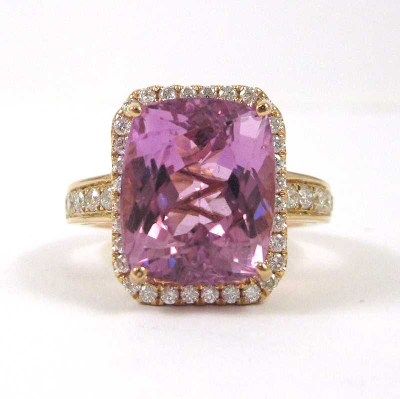 Appraisal: PINK TOURMALINE AND DIAMOND RING The k rose gold ring