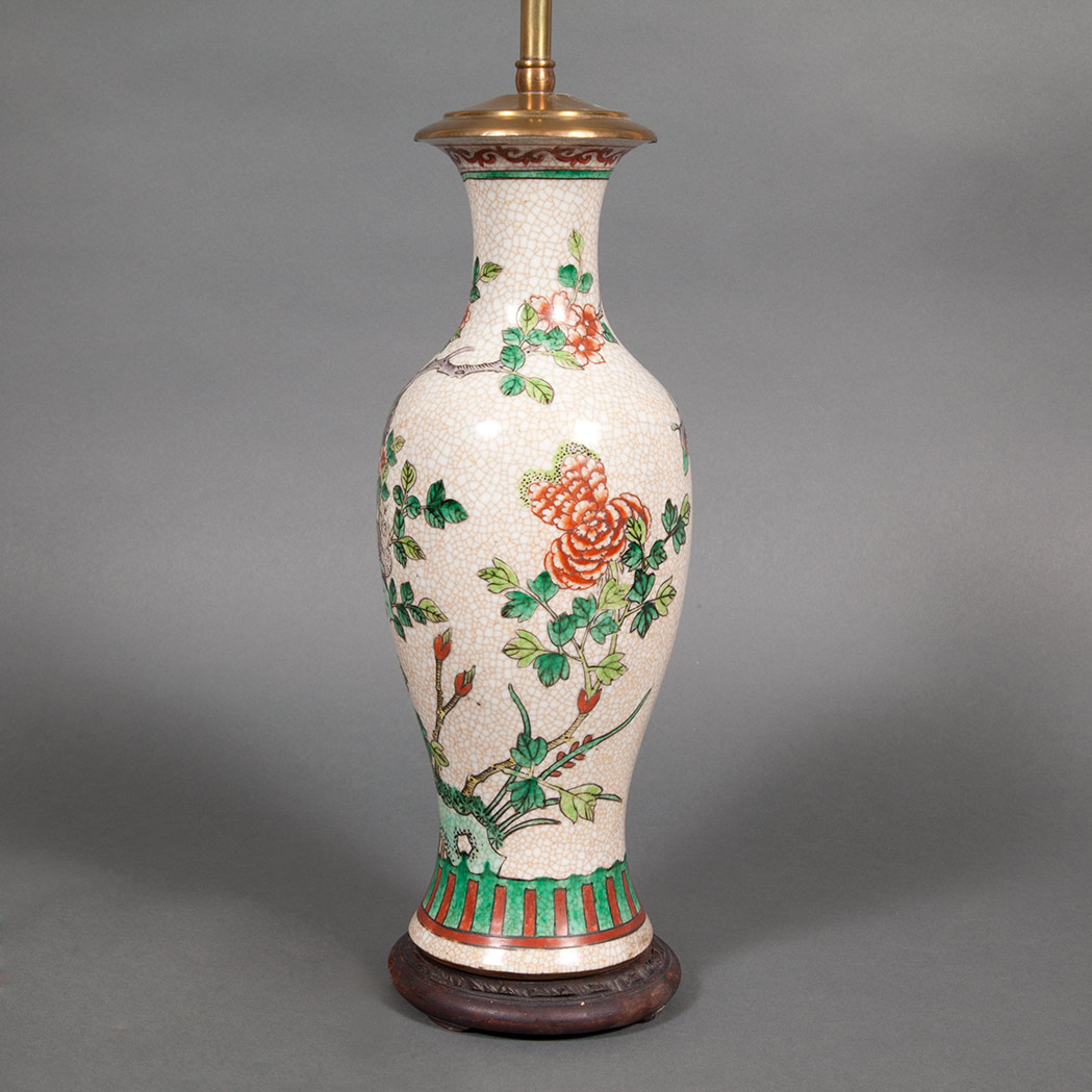 Appraisal: Chinese Enameled Porcelain Vase Mounted as a lamp Height of