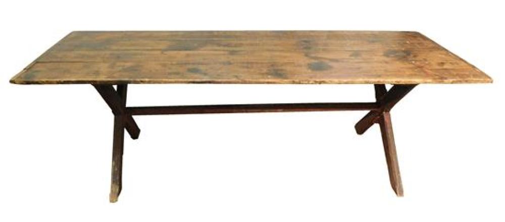 Appraisal: Large sawbuck dining table American late th C early th